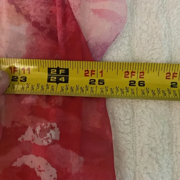 ONE WORLD Pink and Red Flutter Sleeve Blouse - Picture 14 of 15